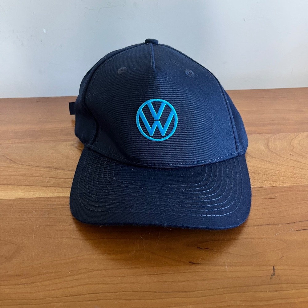 Volkswagen DriverGear Navy Blue Baseball Cap Cyan VW Logo Adjustable Hat Mens